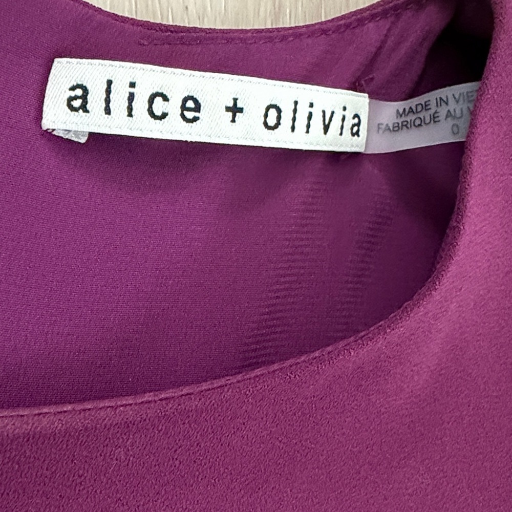 Alice + Olivia Hanita Purple Plum Puff Sleeve Dress Size 0 - Picture 5 of 8